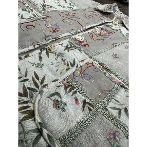 NEW!!"REVERSABLE" Artsy ,Floral, Cottage Core, Embroidered, 100% Linen,Blazer,PM - Picture 13 of 15